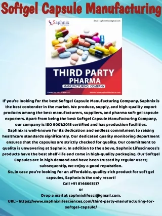 Softgel Capsule Manufacturing