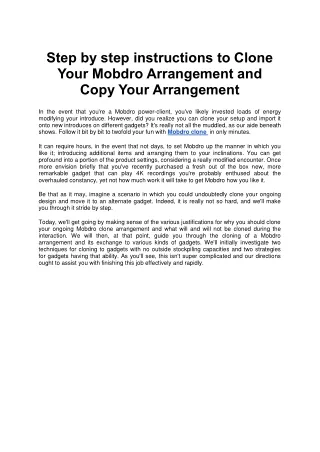 Step by step instructions to Clone Your Mobdro Arrangement and Copy Your Arrangement