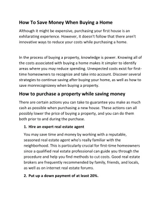 how to save money when buying a home