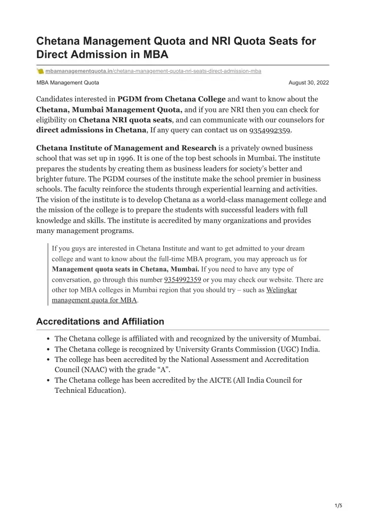 chetana management quota and nri quota seats