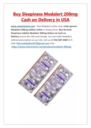 Order Generic Modalert 200mg Tablets Online via Paypal