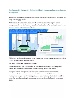 top reasons for automotive dealerships should