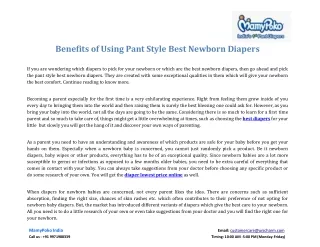 benefits of using pant style best newborn diapers