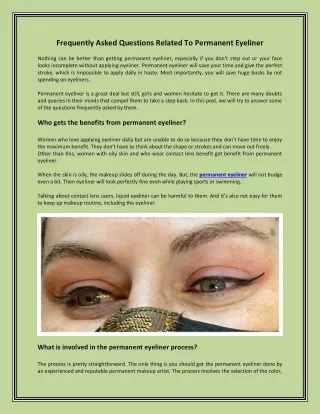 Know the Frequently Asked Questions Related To Permanent Eyeliner