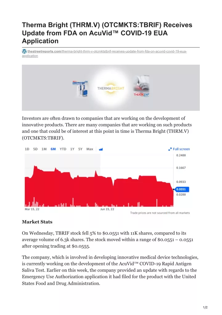 therma bright thrm v otcmkts tbrif receives