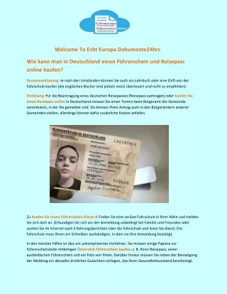 Wie kann man in Deutschland einen Führerschein und Reisepass online kaufen