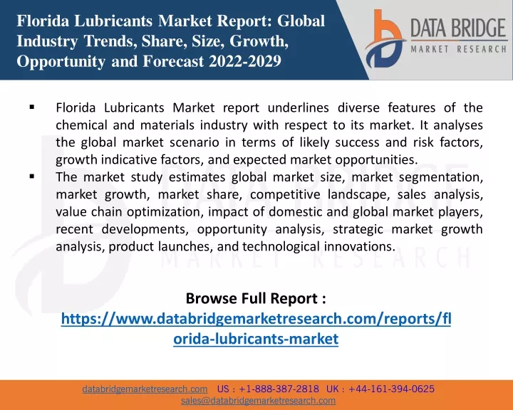 florida lubricants market report global industry