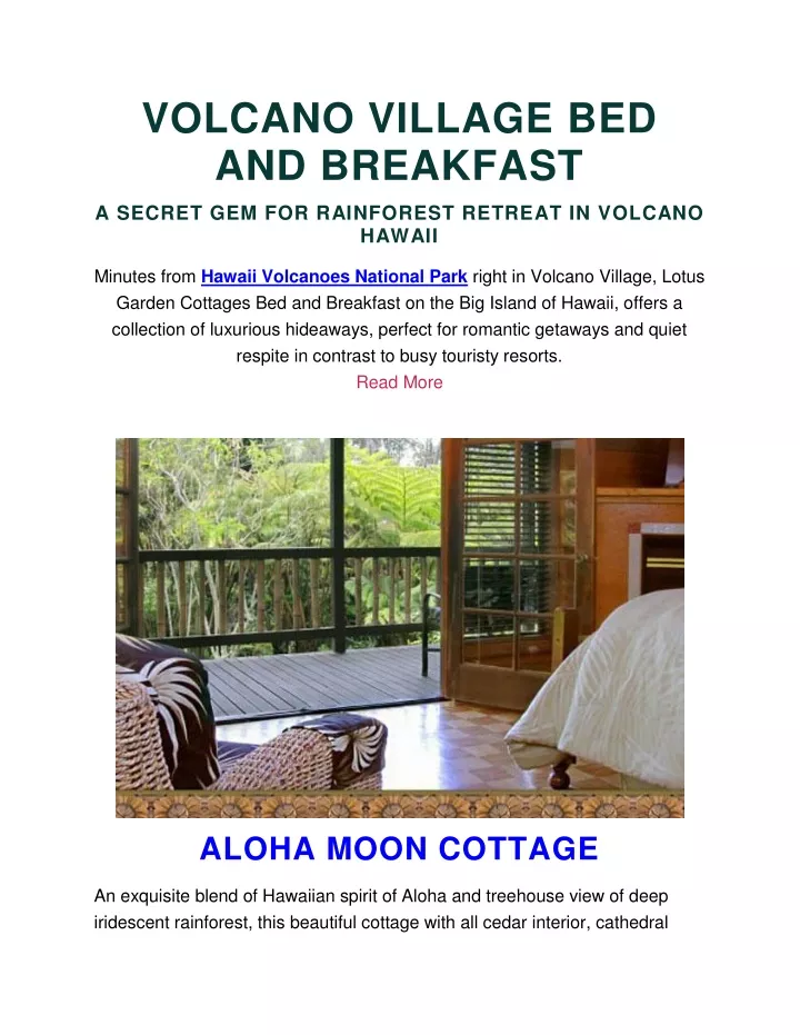 volcano village bed and breakfast