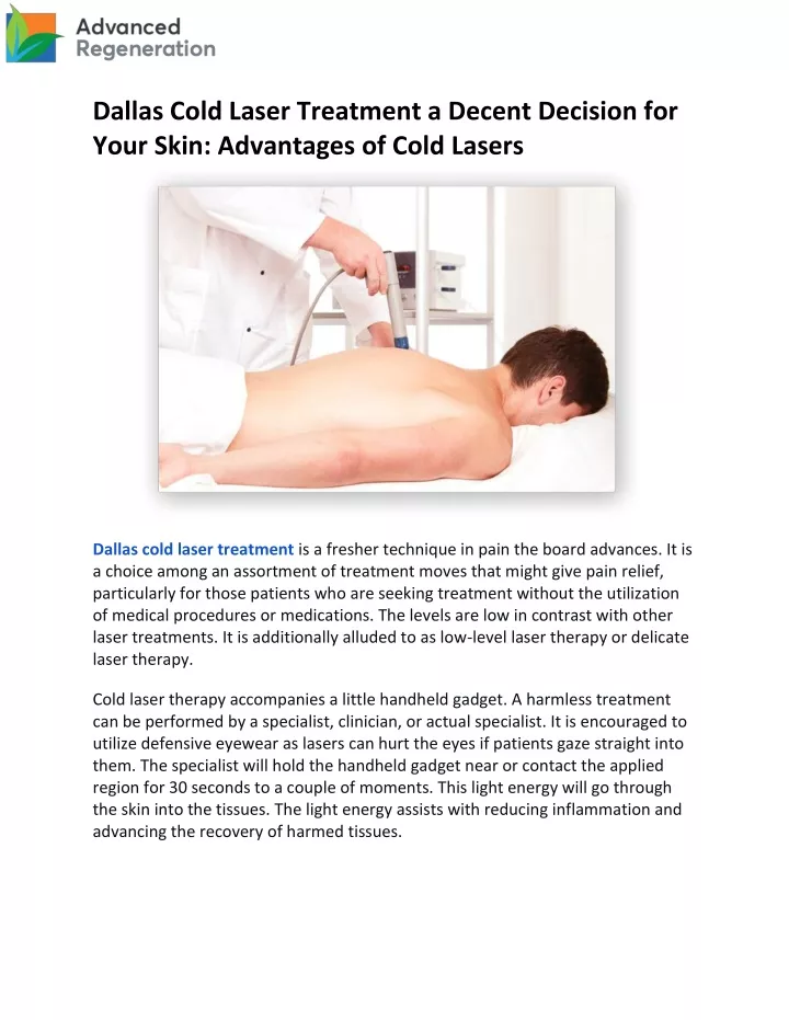 dallas cold laser treatment a decent decision