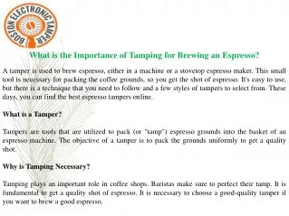 What is the Importance of Tamping for Brewing an Espresso?