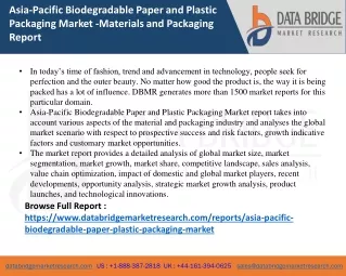 Asia-Pacific Biodegradable Paper and Plastic Packaging Market Growth, Industry