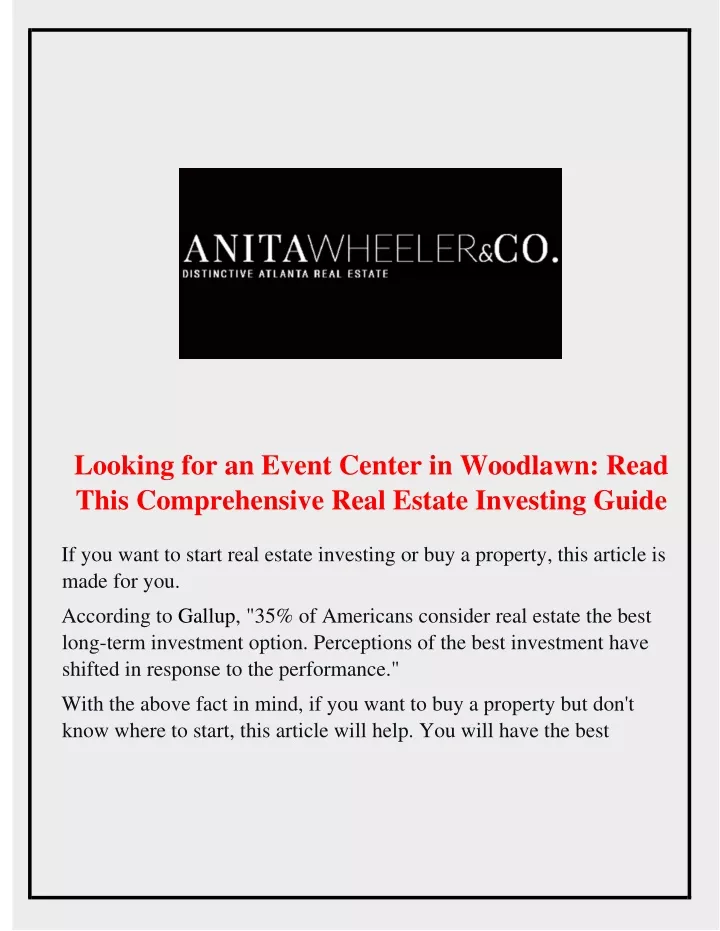 looking for an event center in woodlawn read this
