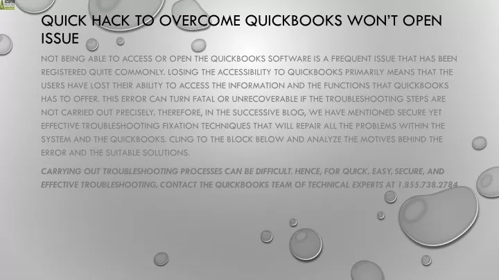 quick hack to overcome quickbooks won t open issue