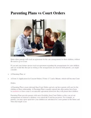 Parenting Plans vs Court Orders