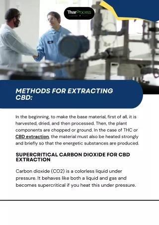 Methods For Extracting CBD - Thar Process