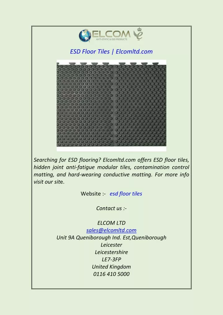 esd floor tiles elcomltd com