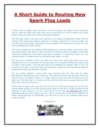 a short guide to routing new spark plug leads
