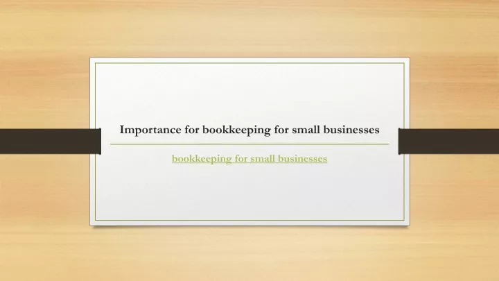 importance for bookkeeping for small businesses