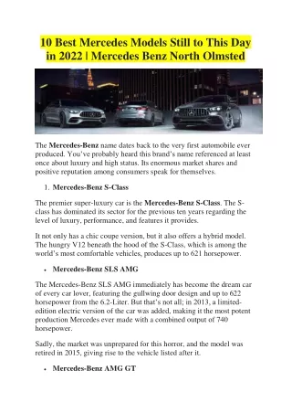 10 best mercedes models still to this day in 2022