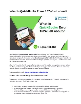 what is quickbooks error 15240 all about