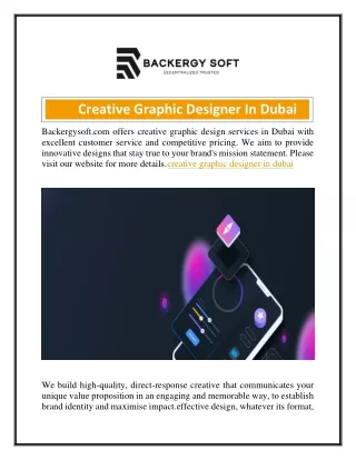 Creative Graphic Designer In Dubai Backergysoft