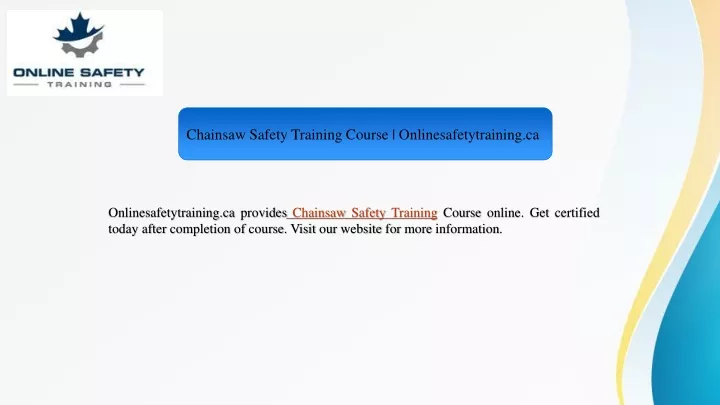 chainsaw safety training course