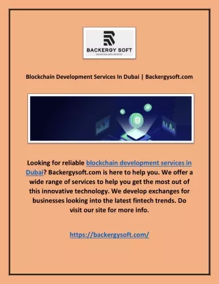 Blockchain Development Services In Dubai | Backergysoft.com