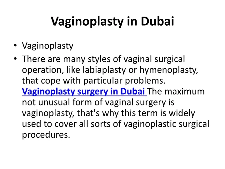 vaginoplasty in dubai