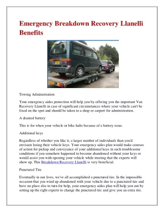 emergency breakdown recovery llanelli benefits
