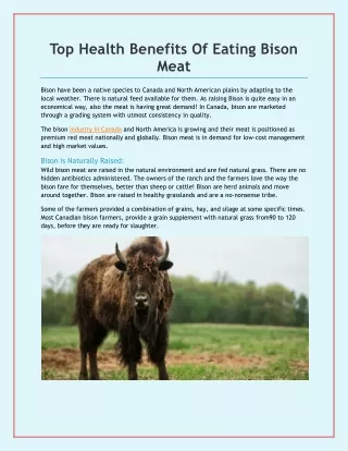 Top Health Benefits Of Eating Bison Meat