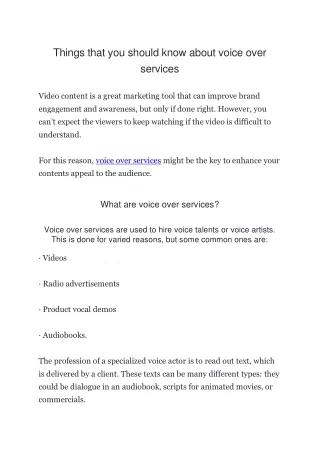 things that you should know about voice over