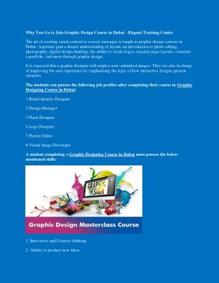 Why You Go to Join Graphic Design Course in Dubai