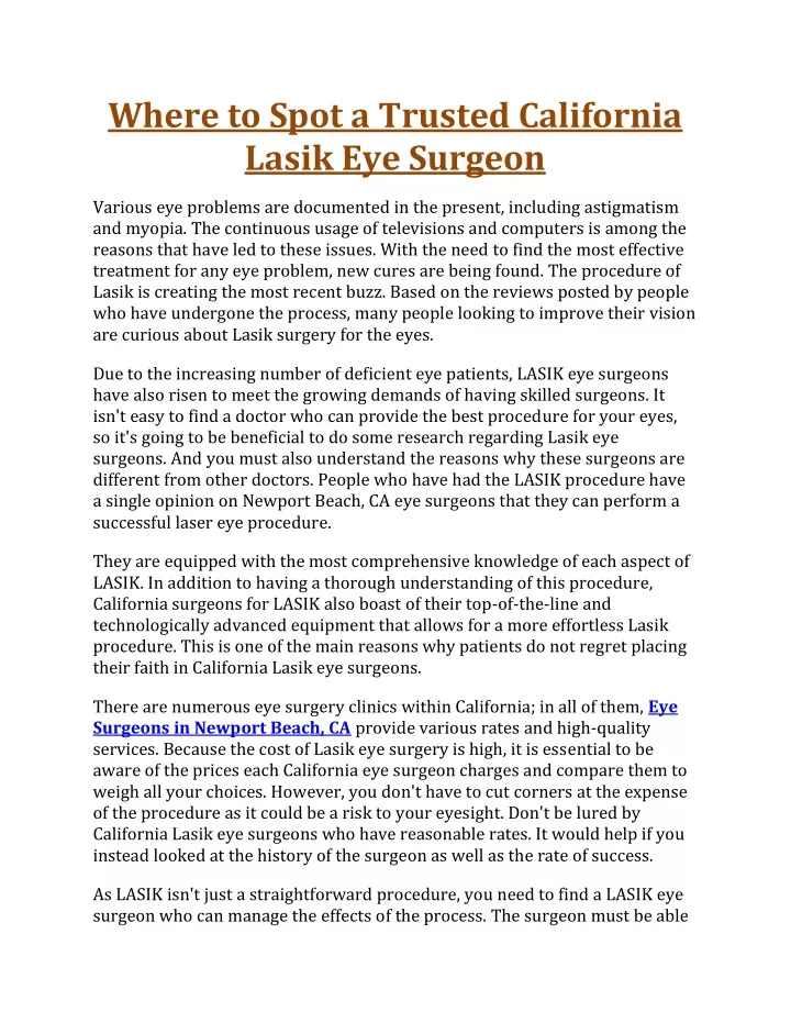 where to spot a trusted california lasik