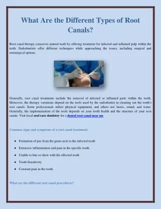 what are the different types of root canals