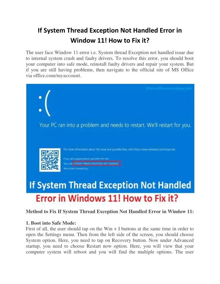 if system thread exception not handled error