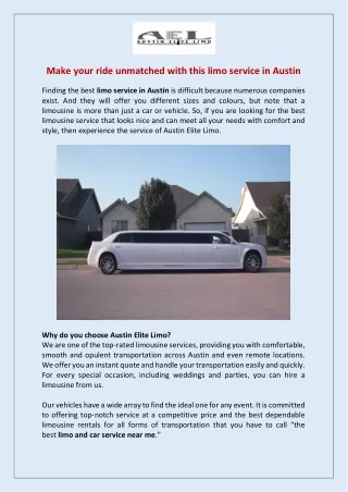 make your ride unmatched with this limo service