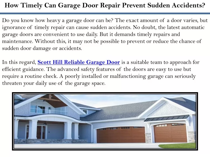 how timely can garage door repair prevent sudden