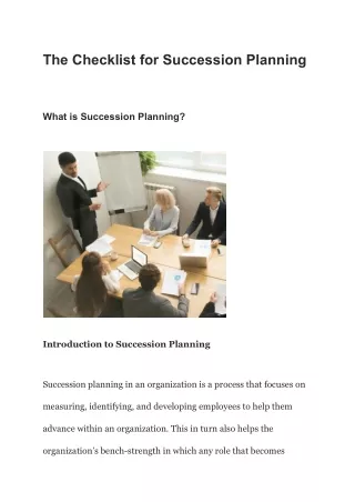 The Checklist for Succession Planning