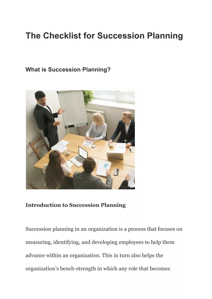 the checklist for succession planning