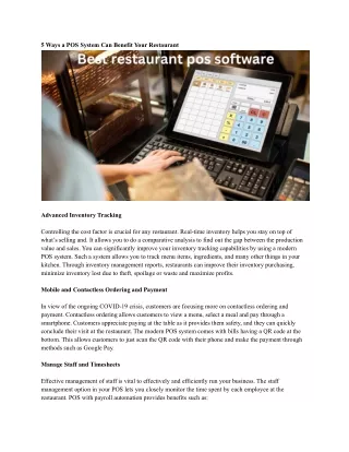 5 ways a pos system can benefit your restaurant