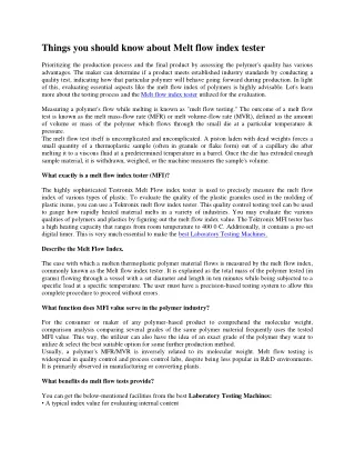 things you should know about melt flow index