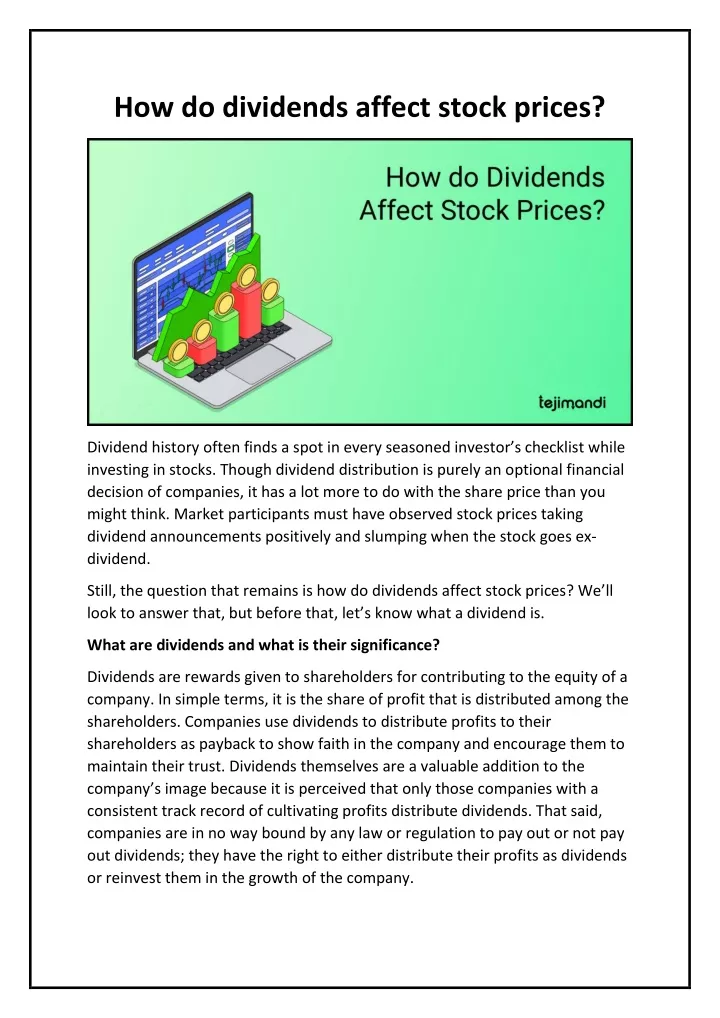 how do dividends affect stock prices