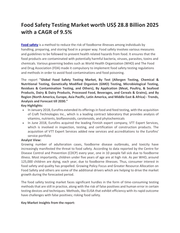 food safety testing market worth us 28 8 billion