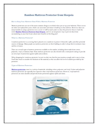 bamboo mattress protector from sleepsia