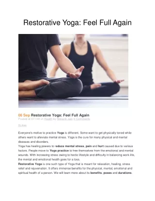 Restorative Yoga Feel Full Again