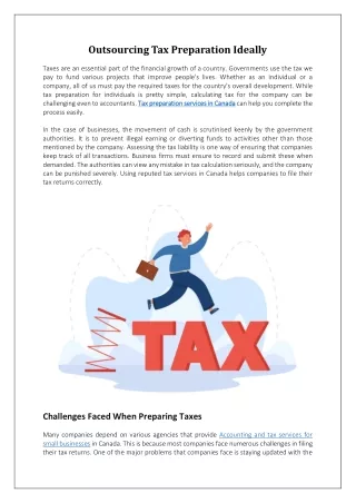 Outsourcing Tax Preparation Ideally