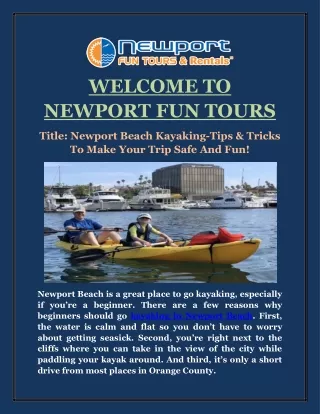 Newport Beach Kayaking-Tips & Tricks To Make Your Trip Safe And Fun!