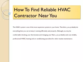 How To Find Reliable HVAC Contractor Near You