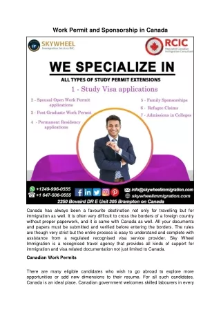 Work Permit and Sponsorship in Canada