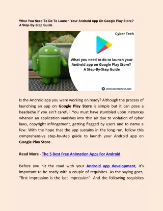 what you need to do to launch your android